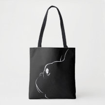 Fransk Bulldog Silhouette Tote Bag (svart)