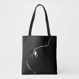 Fransk Bulldog Silhouette Tote Bag (svart) Tygkasse