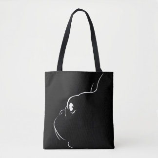 Fransk Bulldog Silhouette Tote Bag (svart) Tygkasse