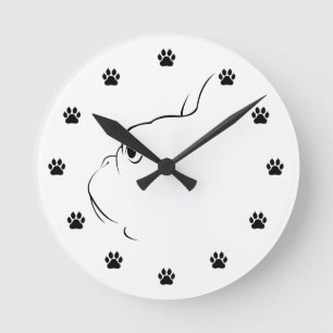 Fransk Bulldog Silhouette Wall Clock Rund Klocka