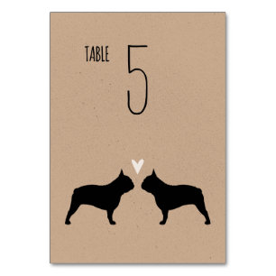 Fransk Bulldog Silhouettes Hundar Wedding Receptio Bordsnummer