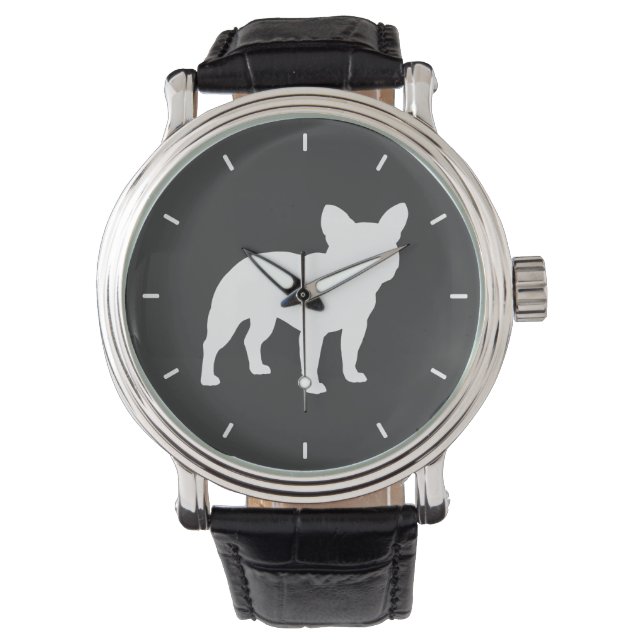 Fransk Bulldog Silhuett Armbandsur (Framsida)