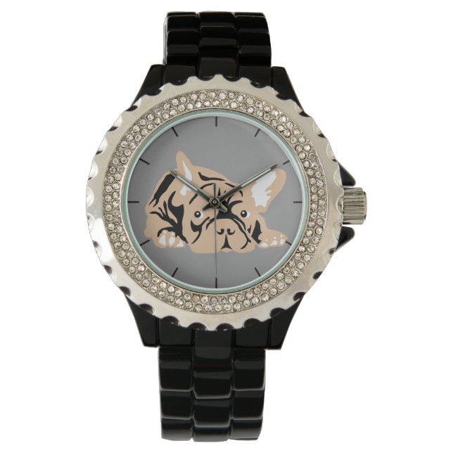 Fransk Bulldog Silhuett Armbandsur (Framsida)