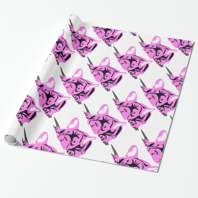 Fransk Bulldog Silhuett Presentpapper (Utrullad)