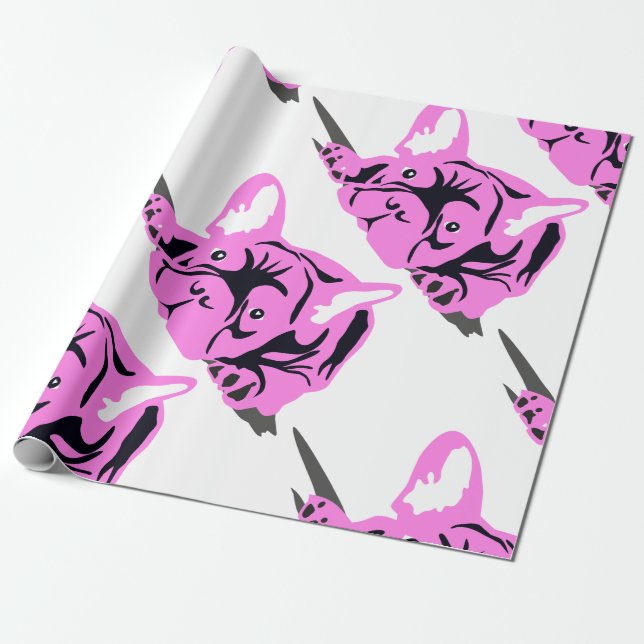 Fransk Bulldog Silhuett Presentpapper (Utrullad)