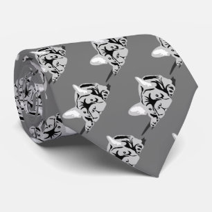 Fransk Bulldog Silhuett svart, vit, grå Slips
