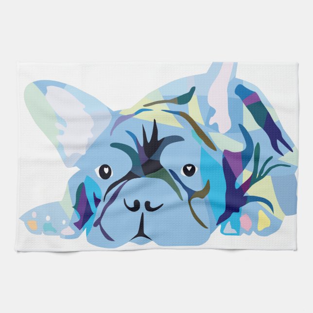 Fransk Bulldog Siluett Kökshandduk (Horisontell)