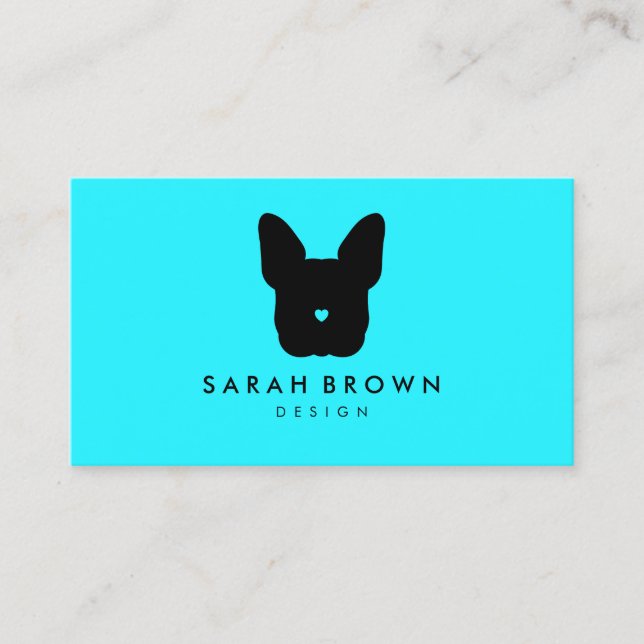Fransk Bulldog siluett teal Visitkort (Framsida)