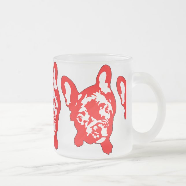 Fransk Bulldog sitta Frostad Glasmugg (Höger)