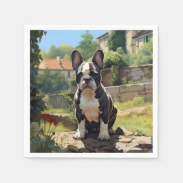 Fransk Bulldog Sitta på en mur Pappersservett