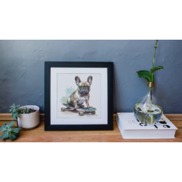 Fransk Bulldog sitta på skateboard Poster