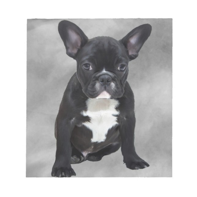 Fransk Bulldog Sitta Watercolor Oljemålning Anteckningsblock (Framsida)