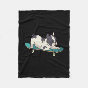 Fransk Bulldog Skateboard Hund Fleecefilt