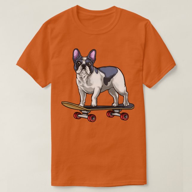 Fransk Bulldog Skateboard T Shirt (Design framsida)