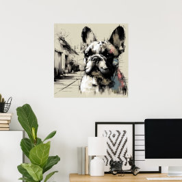 Fransk Bulldog Skiss Art Poster