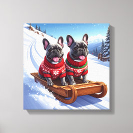 Fransk Bulldog Sled Ride Canvastryck