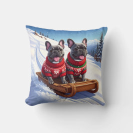 Fransk Bulldog Sled Ride Kudde