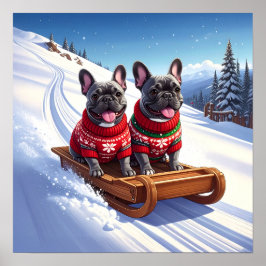Fransk Bulldog Sled Ride Poster
