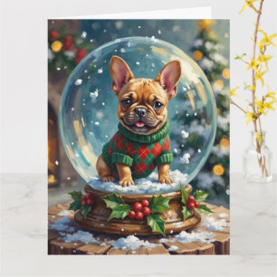 Fransk Bulldog Snöglob Julsvettar Kort