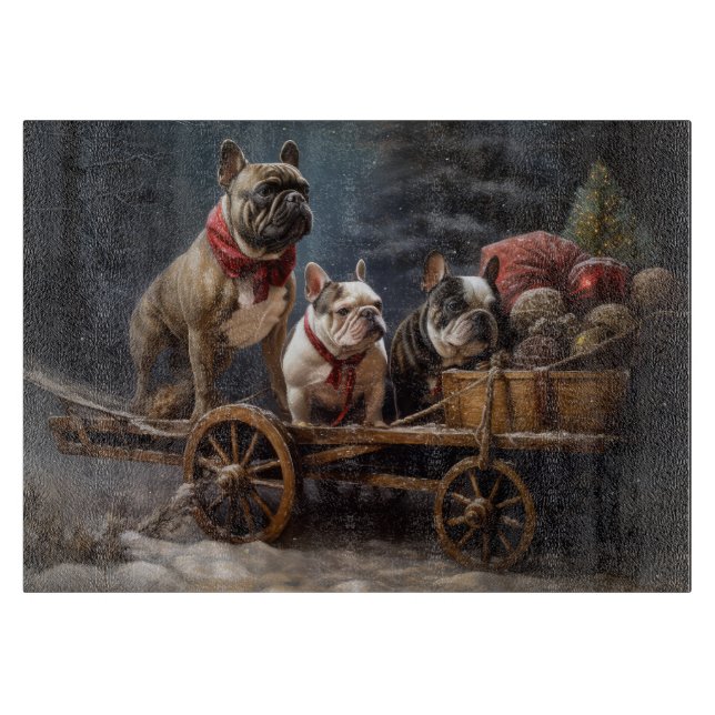 Fransk Bulldog Snowy Sleigh-juldekretet (Framsidan)