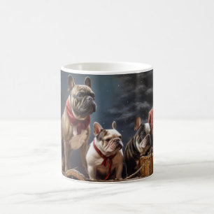 Fransk Bulldog Snowy Sleigh-juldekretet Kaffemugg
