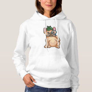 Fransk bulldog som detektiv med förstoringsglas t shirt