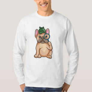 Fransk bulldog som detektiv med förstoringsglas t shirt