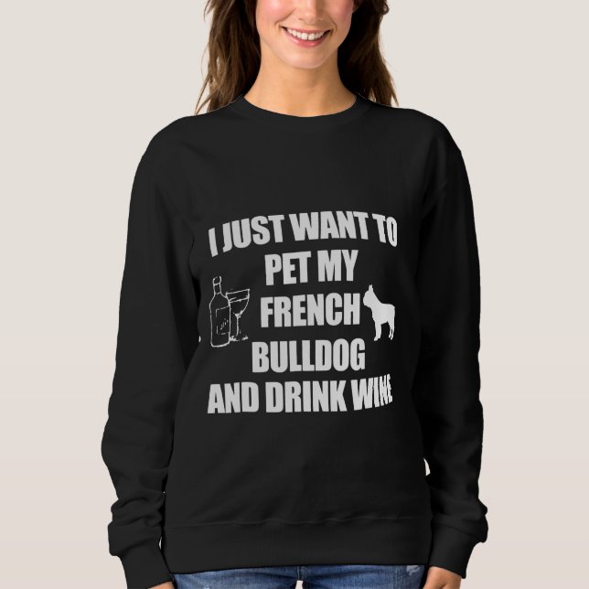 Fransk Bulldog som dricker öl och Vin T Shirt (Framsida)