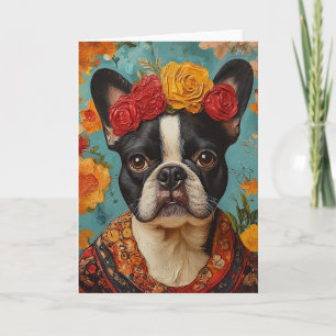 Fransk Bulldog som Frida Kahlo Inbjudan
