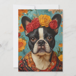 Fransk Bulldog som Frida Kahlo Inbjudningar