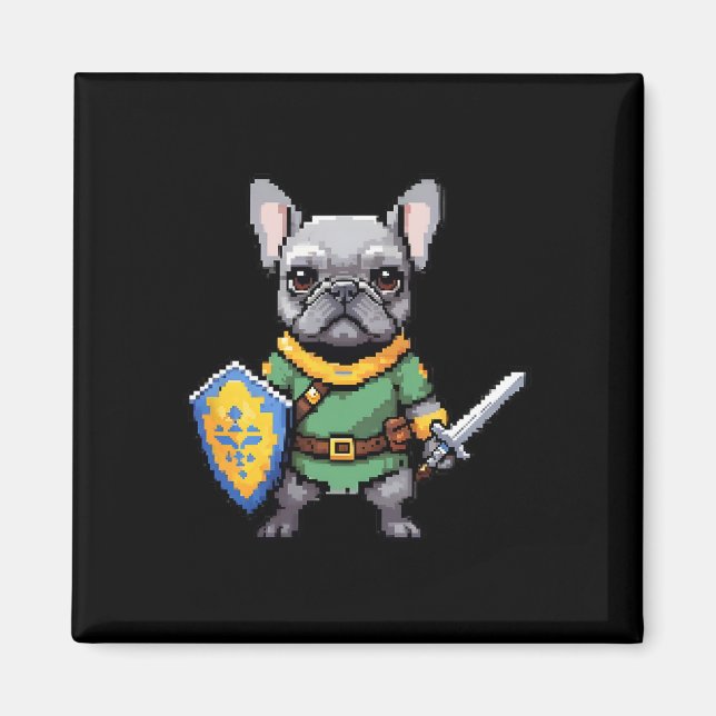 Fransk Bulldog Som Retro TV-Spelkaraktär  Magnet (Framsidan)