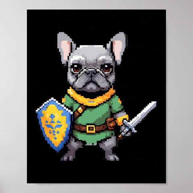 Fransk Bulldog som Retro-videospelstecken Poster (Framsidan)