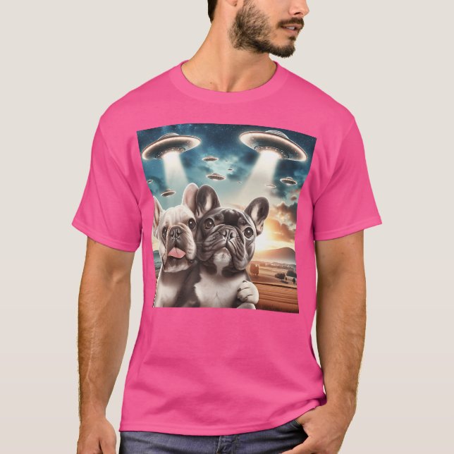 Fransk Bulldog som tog en självfie Ufo Frenchie Fl T Shirt (Framsida)