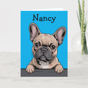 Fransk Bulldog Söt Anpassad Frenchie Hälsning Kort