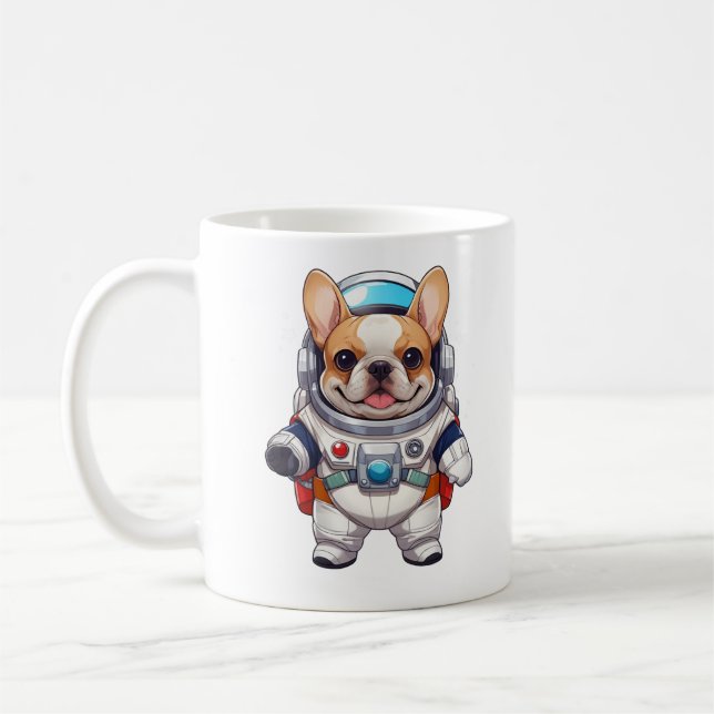Fransk Bulldog söt Astronaut Kaffemugg (Vänster)