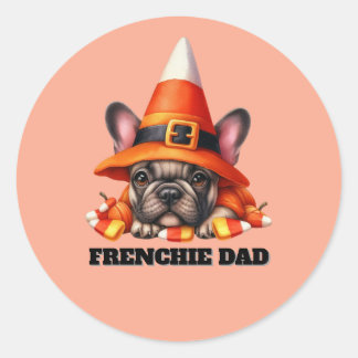 Fransk Bulldog Söt Halloween Godis Kostym Runt Klistermärke