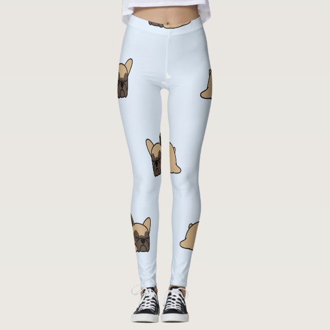 Fransk bulldog, söt sömn mönster. leggings (Framsida)