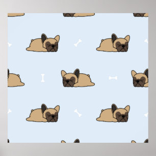 Fransk bulldog, söt sömn mönster. poster