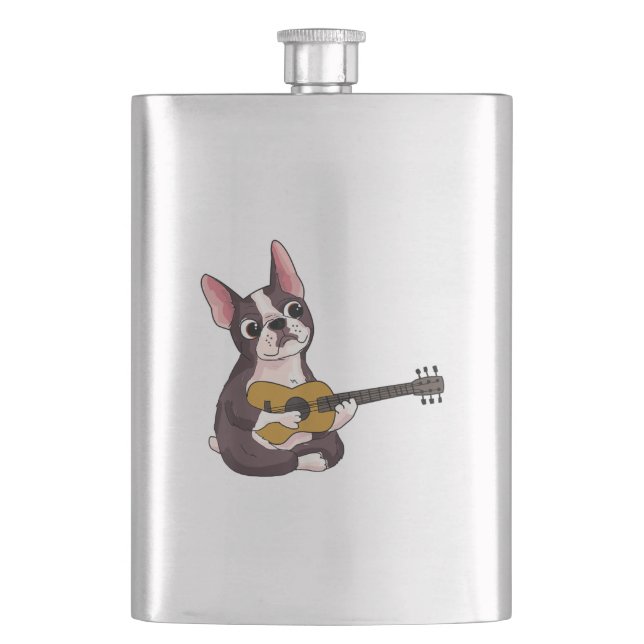 Fransk Bulldog spelar Guitar Funny Guitarist Fickplunta (Framsidan)