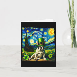 Fransk Bulldog Starry Night Saint Patricks Day Hun Kort