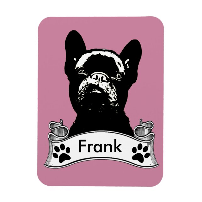 Fransk Bulldog Stencil Personlig Magnet (Vertikal)