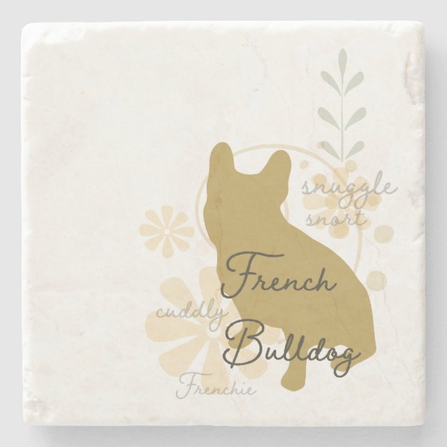 Fransk Bulldog Stenunderlägg (Framsidan)