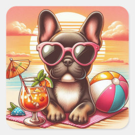 Fransk Bulldog Sticker Fyrkantigt Klistermärke