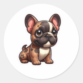 Fransk Bulldog Sticker Runt Klistermärke