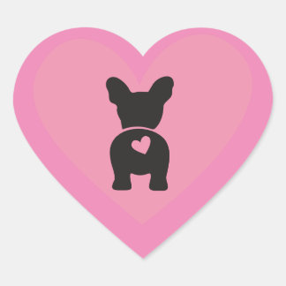 Fransk Bulldog Stickers, Gift Labels with Heartors Hjärtformat Klistermärke