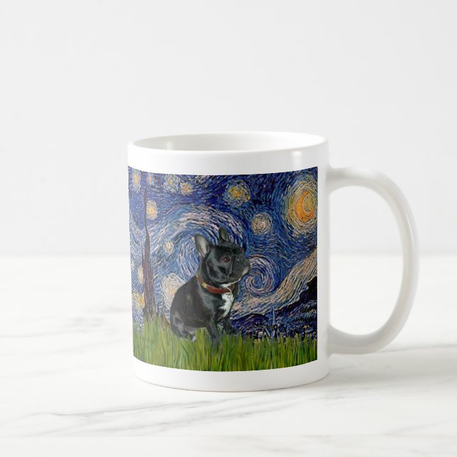 Fransk Bulldog (svart 11) - Upprinnande natten Kaffemugg (Höger)