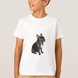 Fransk Bulldog - Svart med röd halsband T Shirt
