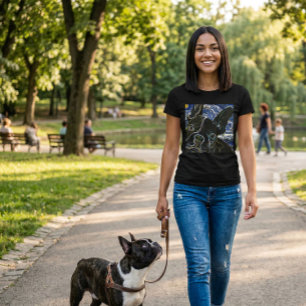 Fransk Bulldog Svart Neon Art T-Shirt