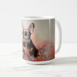 Fransk Bulldog svart och beigefon Kaffemugg
