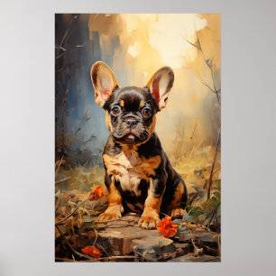 Fransk Bulldog svart och beigefon Poster
